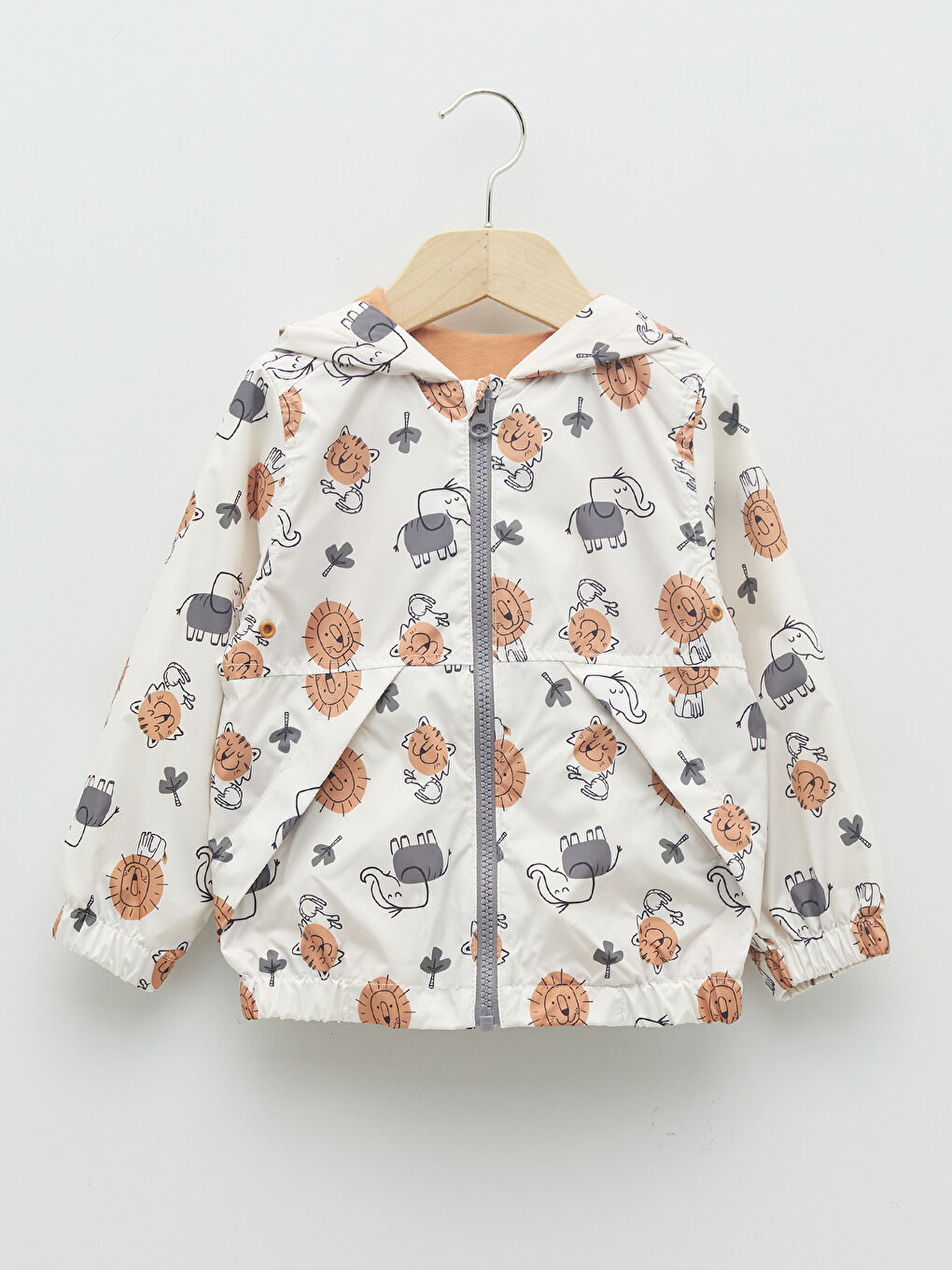 Hooded Long Sleeve Printed Baby Boy Zippered Coat-4