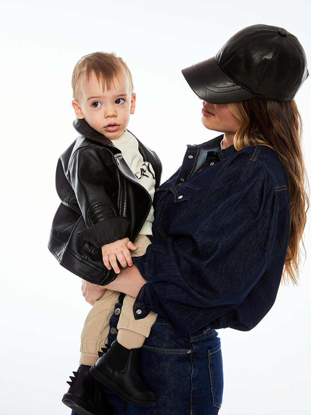 Siyah Uzun Kollu Basic Erkek Bebek Deri Görünümlü Ceket-2