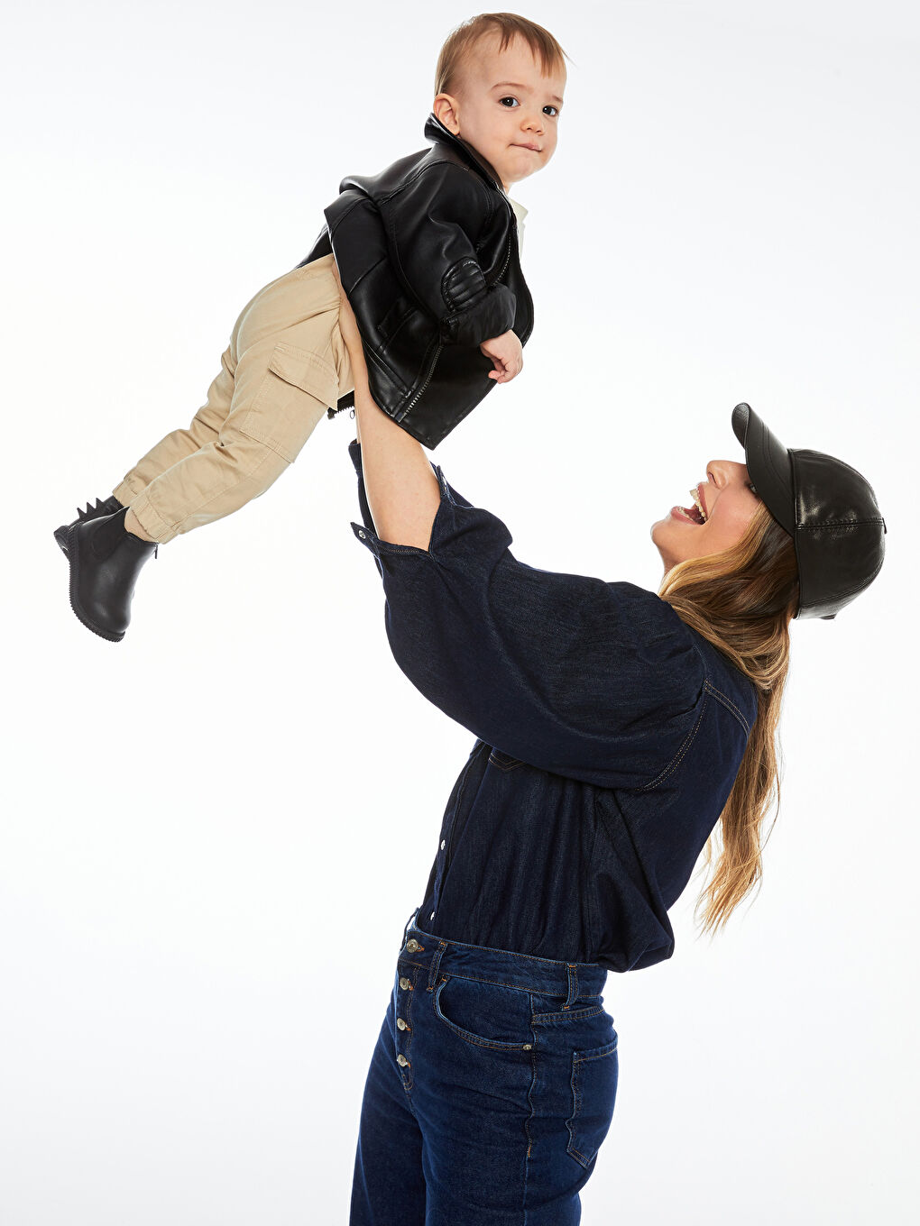 Siyah Uzun Kollu Basic Erkek Bebek Deri Görünümlü Ceket