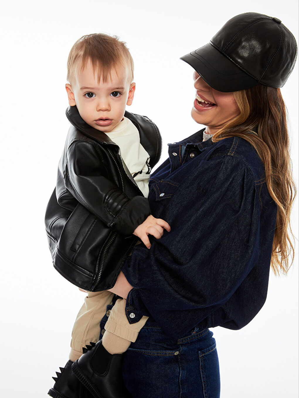 Siyah Uzun Kollu Basic Erkek Bebek Deri Görünümlü Ceket-1