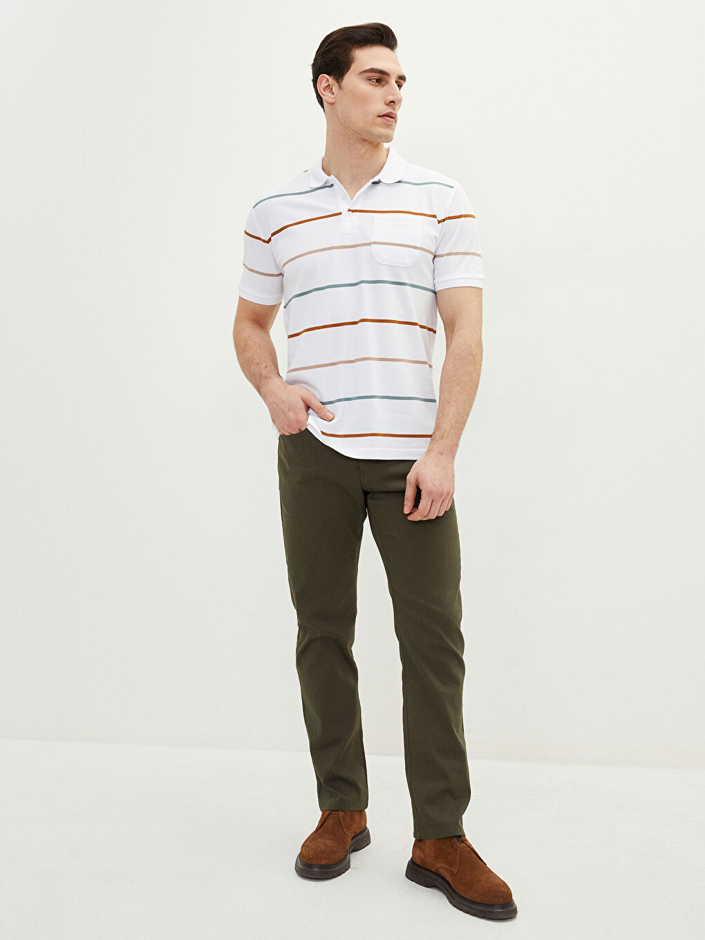 Редовна Кройка Текстурирани Мъжки Панталони-1