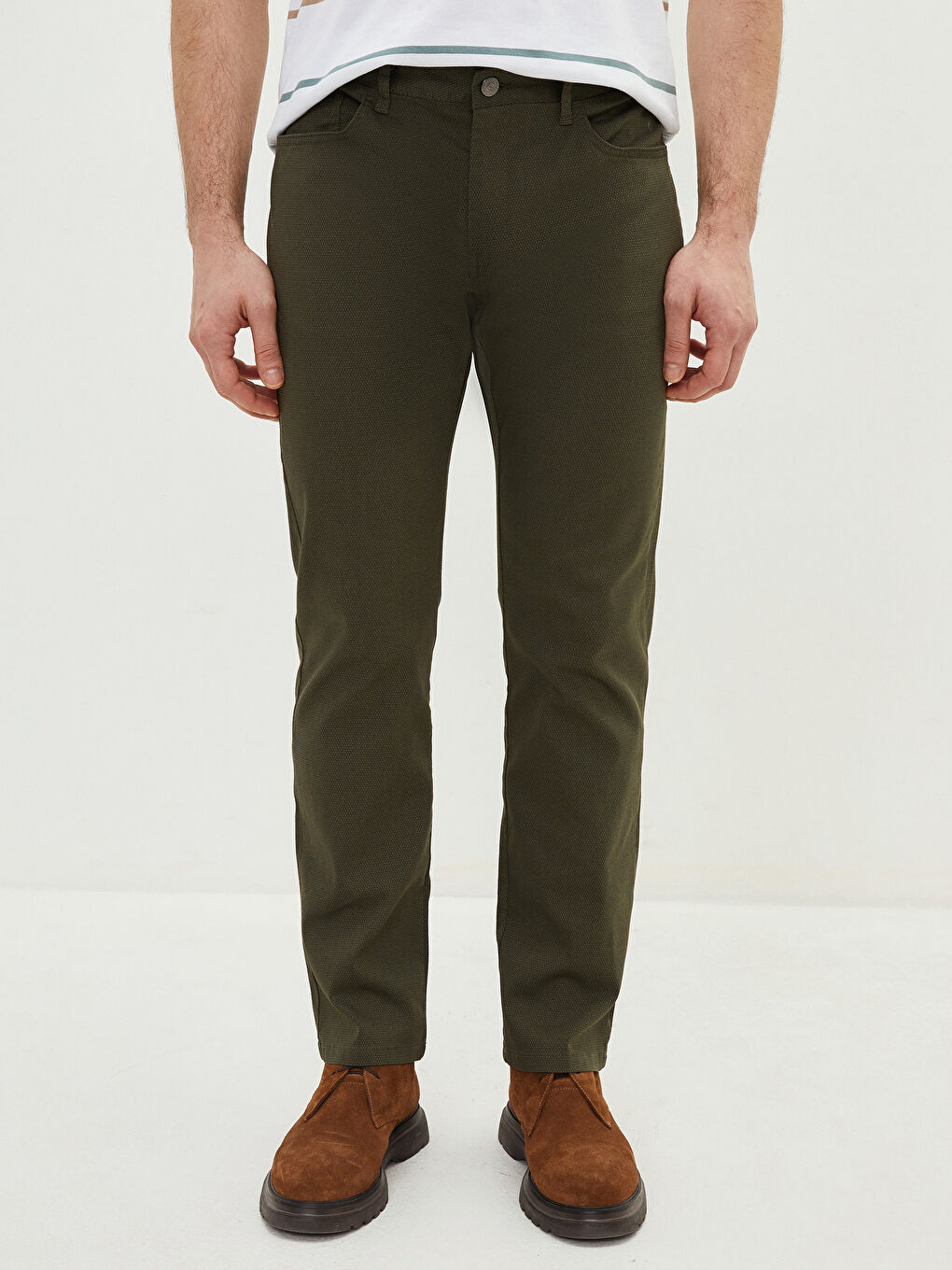 Редовна Кройка Текстурирани Мъжки Панталони-2