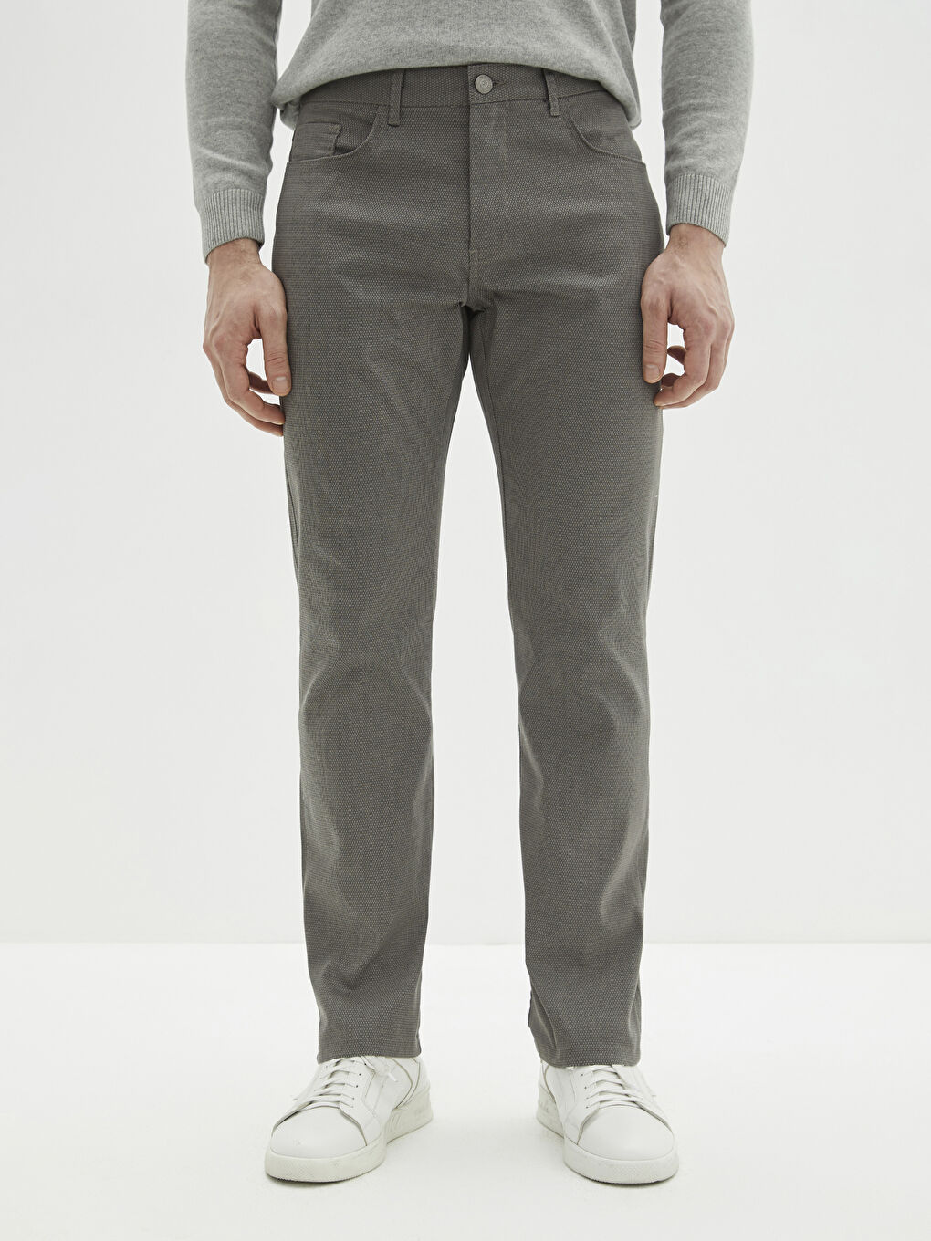 Regular Fit Textured Men's Trousers-4