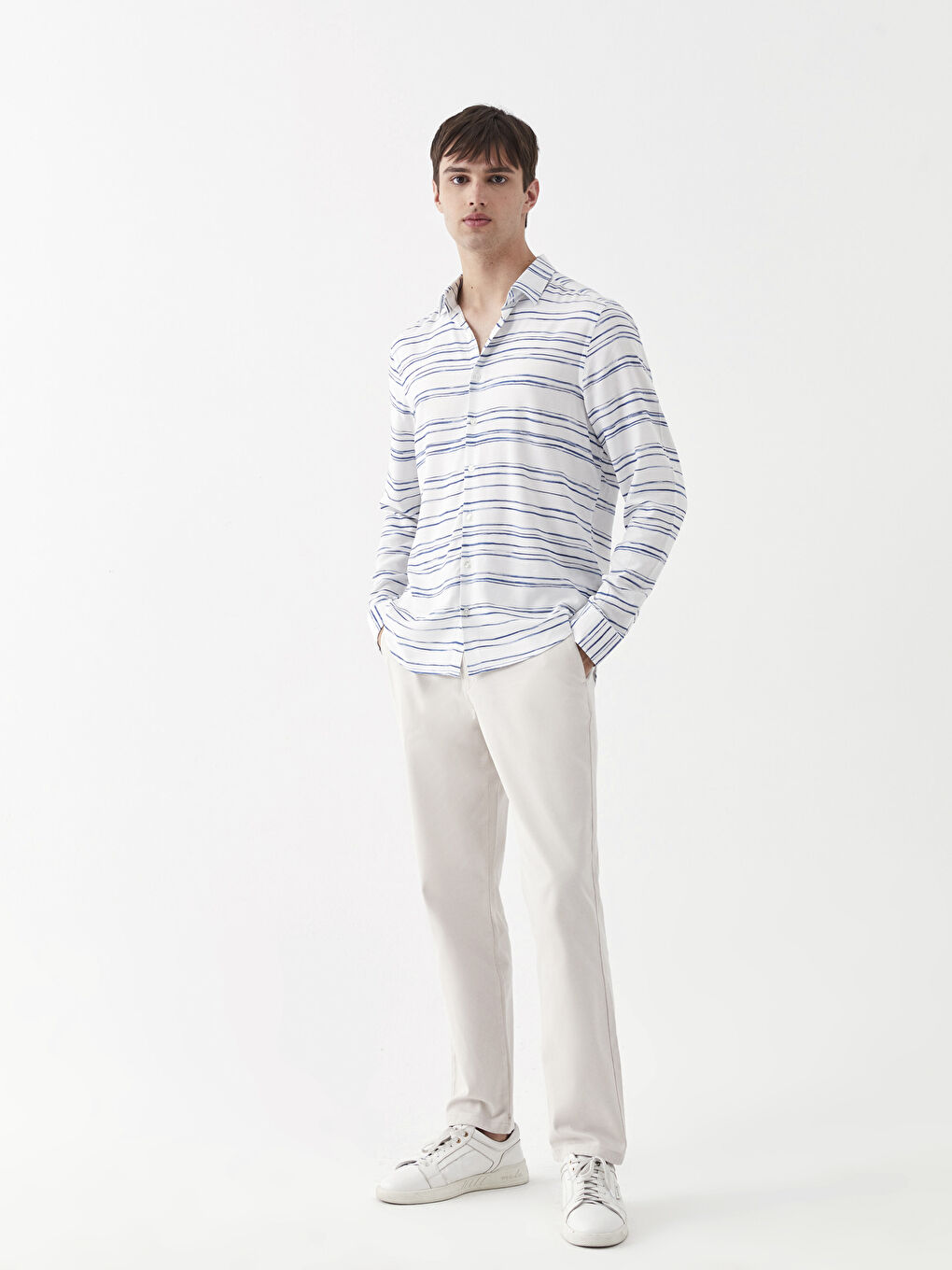 Slim Fit Twill Men's Trousers-1