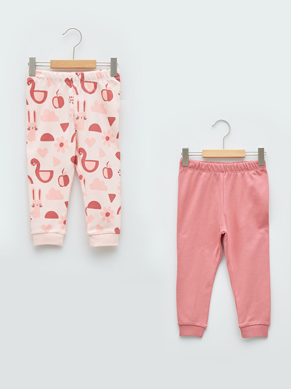 Pembe Beli Lastikli Kız Bebek Pijama Alt 2'li