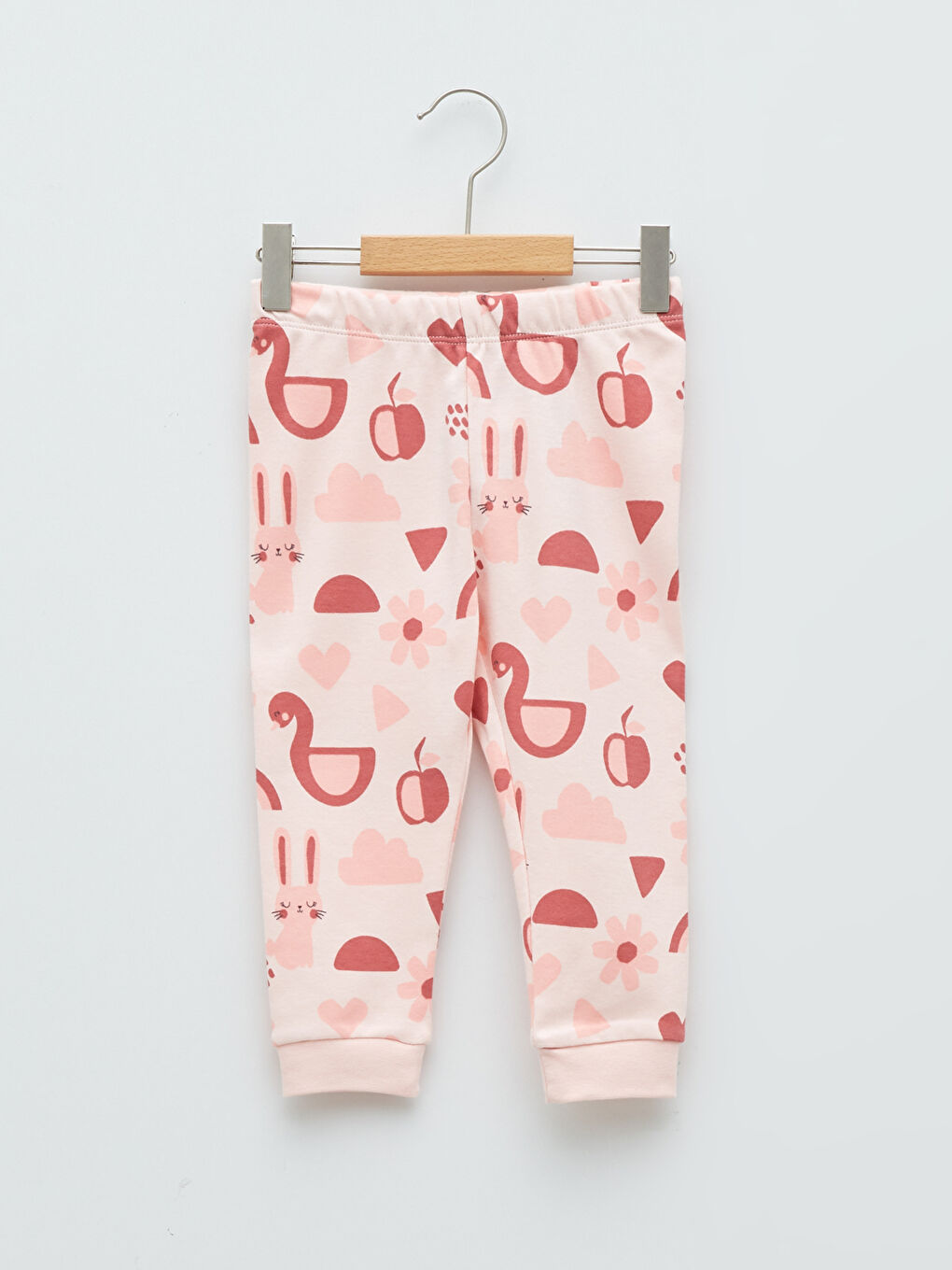 Pembe Beli Lastikli Kız Bebek Pijama Alt 2'li-1