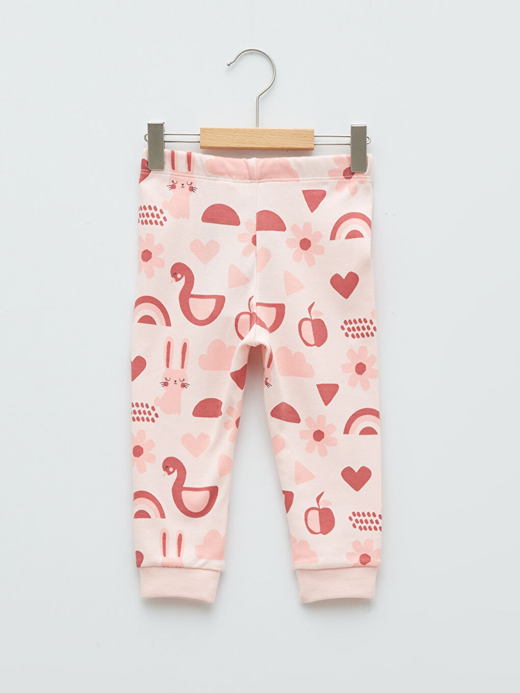 Pembe Beli Lastikli Kız Bebek Pijama Alt 2'li-3