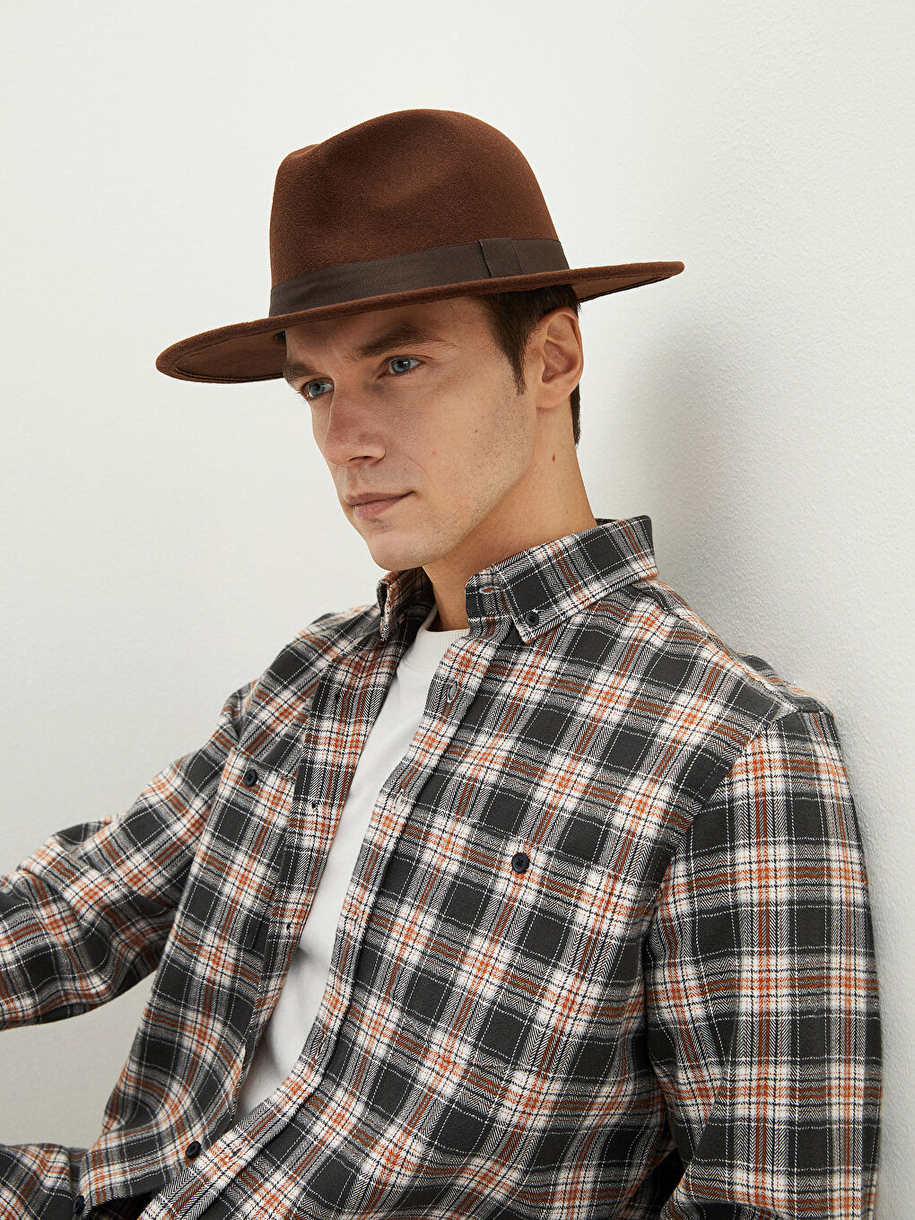 Kahverengi Kaşe Erkek Fötr Şapka