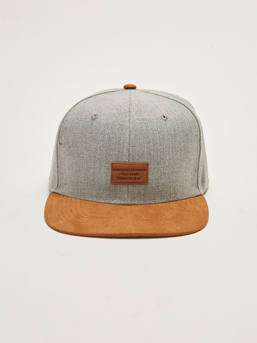 Gri Etiket Detaylı Erkek Hip Hop Şapka-1