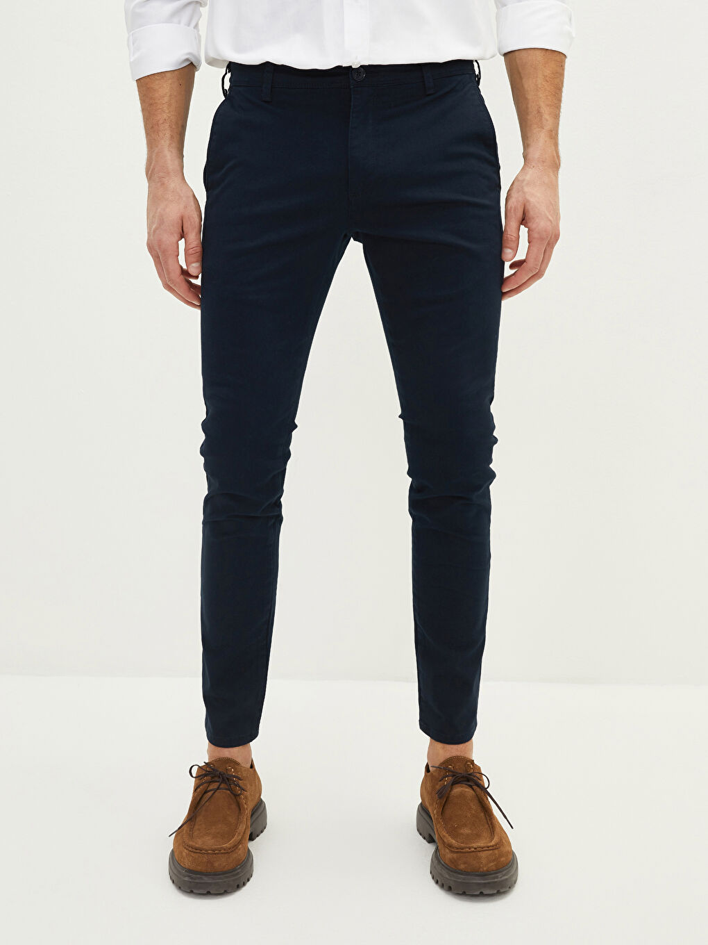 Lacivert Ekstra Dar Kalıp Gabardin Erkek Chino Pantolon-3