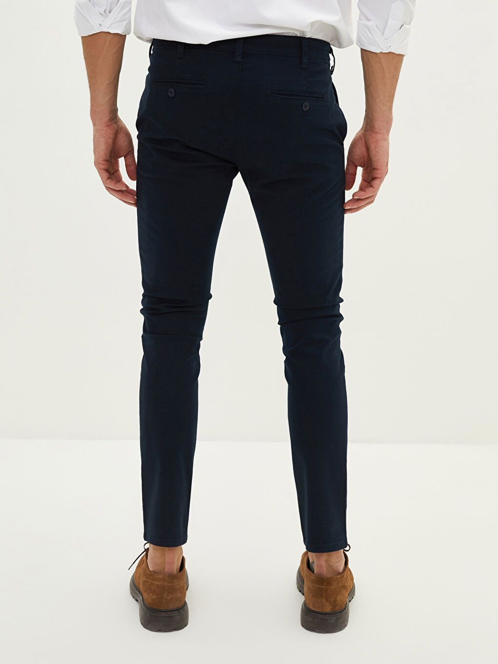 Lacivert Ekstra Dar Kalıp Gabardin Erkek Chino Pantolon-4