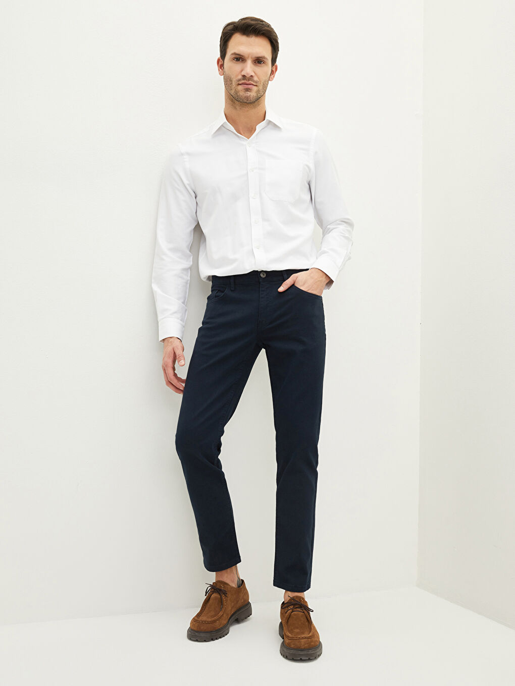 Lacivert Dar Kalıp Erkek Chino Pantolon