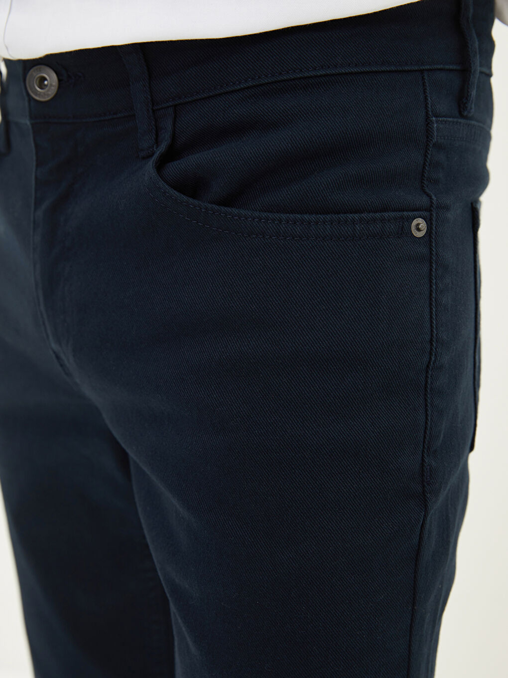 Lacivert Dar Kalıp Erkek Chino Pantolon-2