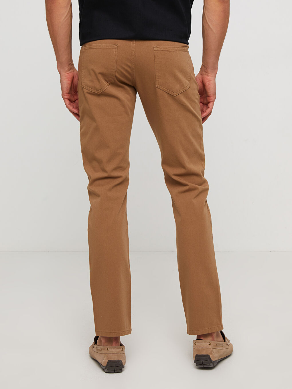 Kahverengi Slim Fit Gabardin Erkek Chino Pantolon-3