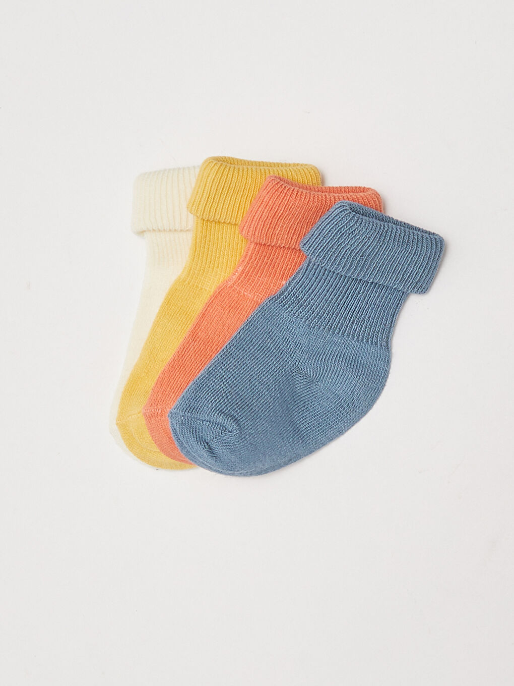 Ekru Basic Unisex Bebek Soket Çorap 4'lü