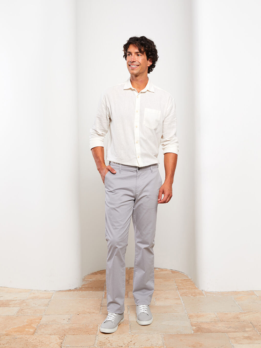 Normal Kalıp Gabardin Erkek Chino Pantolon-1