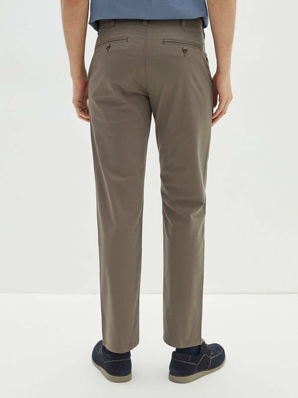 Kahverengi Normal Kalıp Gabardin Erkek Chino Pantolon-4