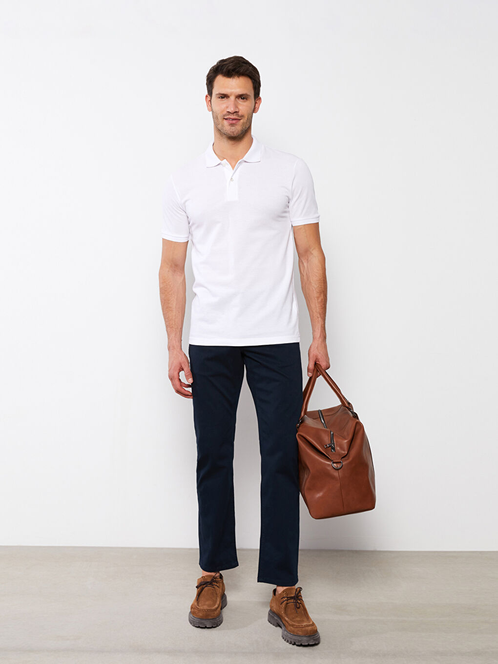 بنطلون تشينو بقماش جبردين بقصة عادية - للرجال