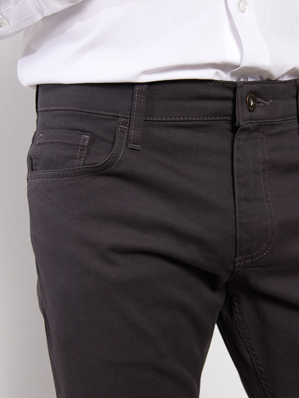 Antrasit Normal Kalıp Gabardin Erkek Chino Pantolon-3