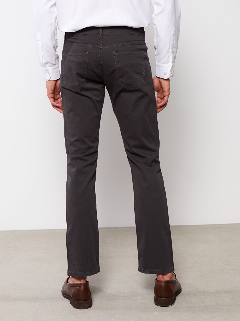 Antrasit Normal Kalıp Gabardin Erkek Chino Pantolon-4
