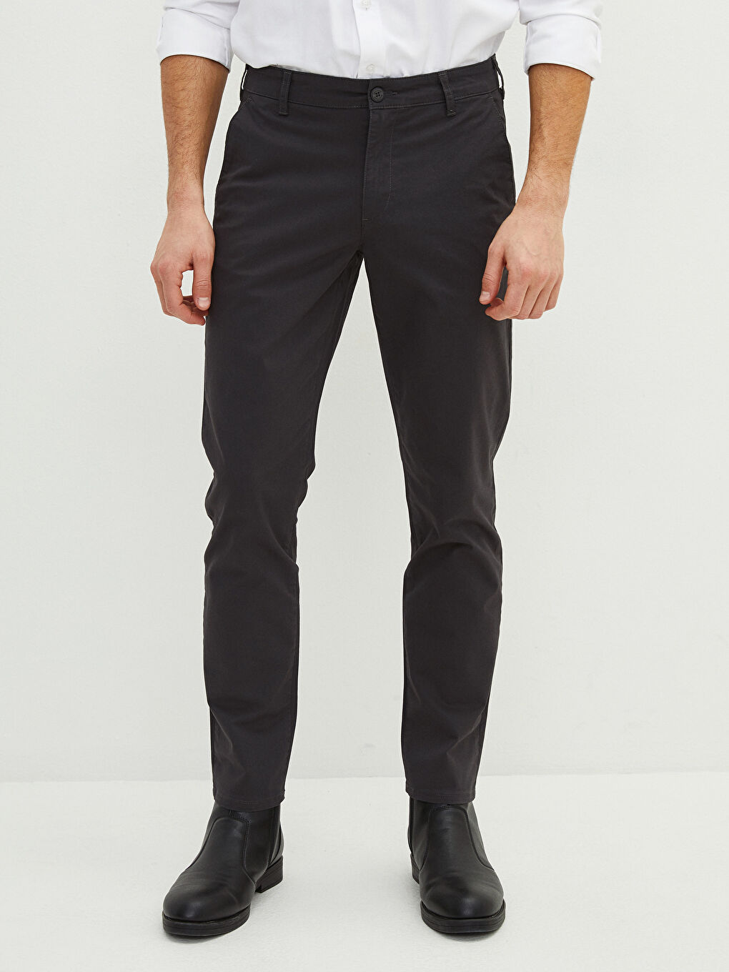 Antrasit Dar Kalıp Gabardin Erkek Chino Pantolon-1