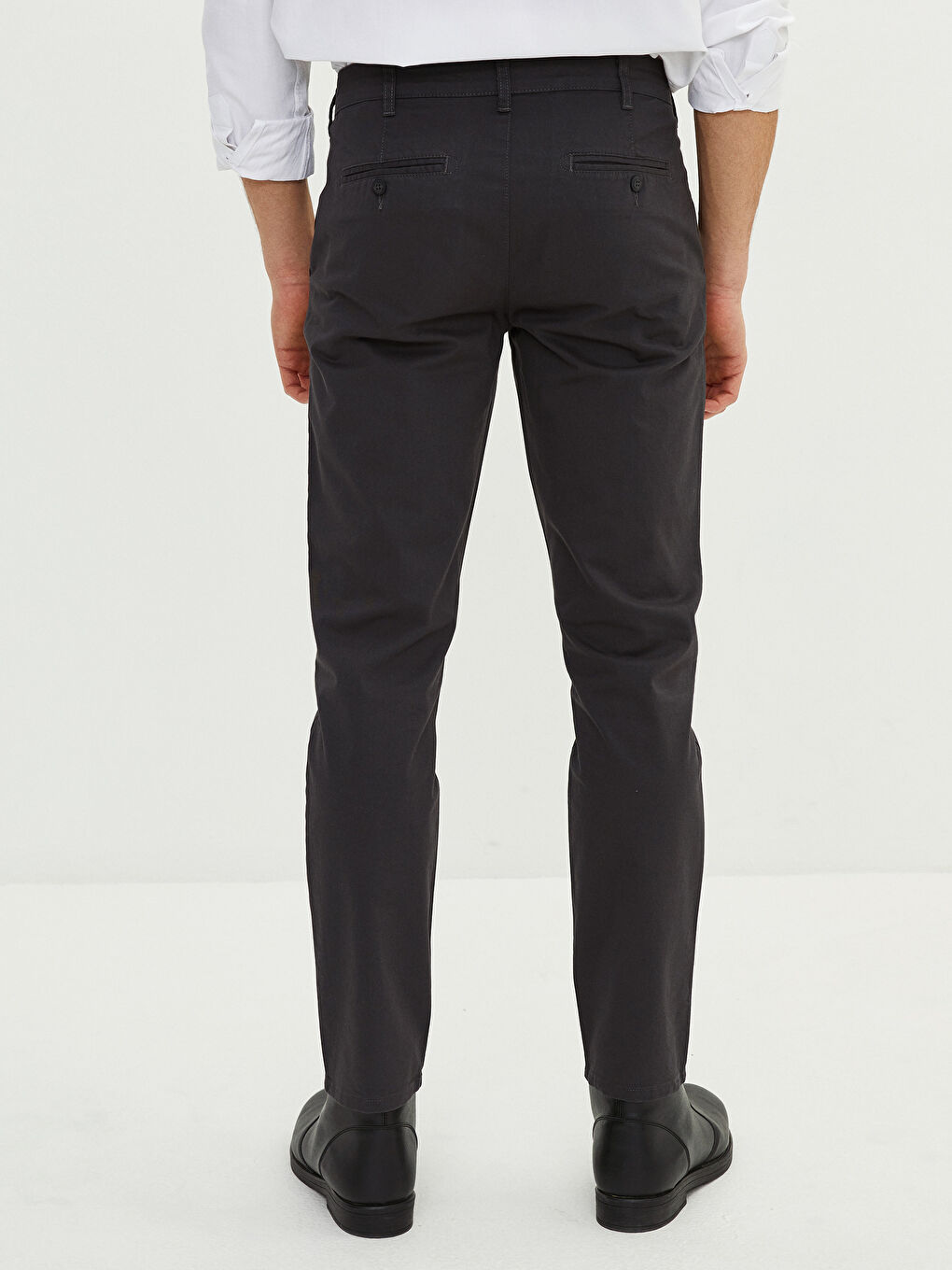 Antrasit Dar Kalıp Gabardin Erkek Chino Pantolon-2
