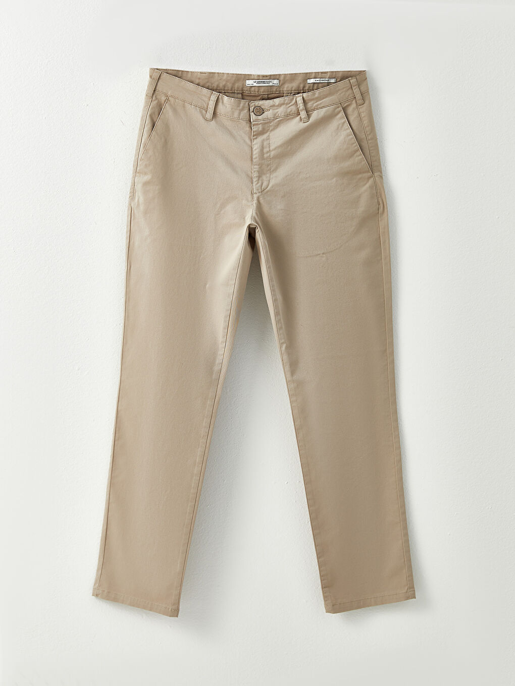 Bej Dar Kalıp Gabardin Erkek Chino Pantolon-5