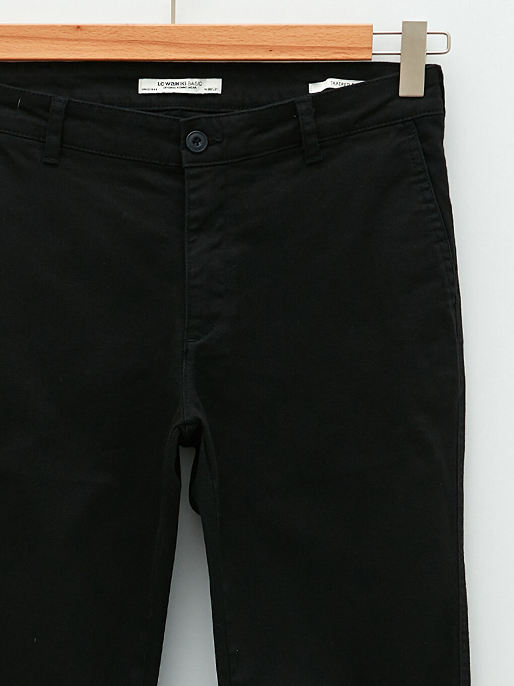 Siyah Tapered Fit Gabardin Erkek Chino Pantolon-7