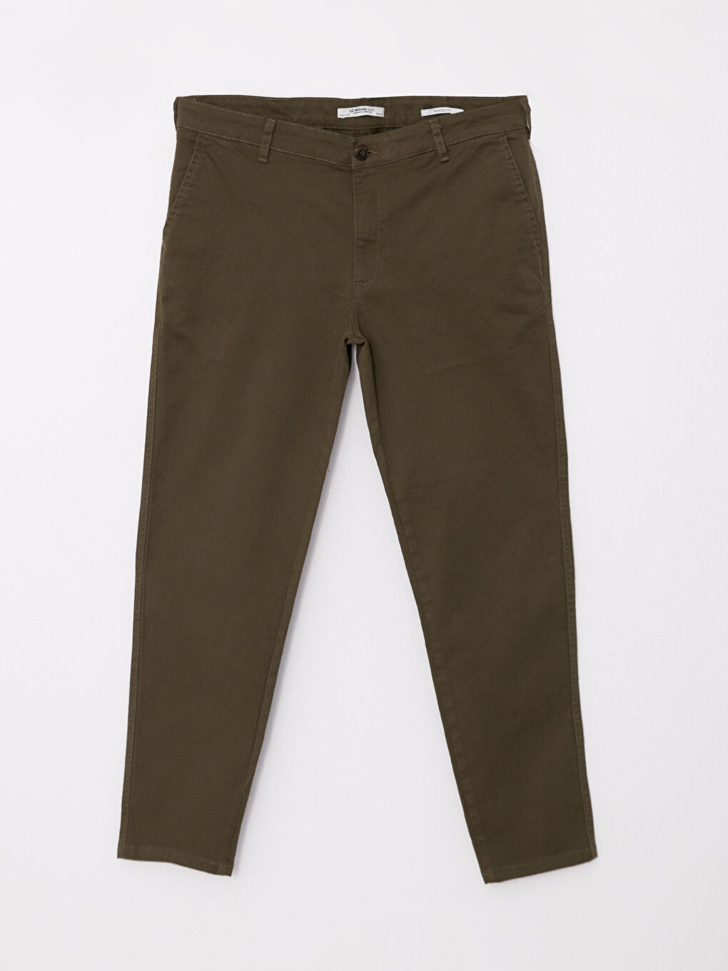 Haki Tapered Fit Gabardin Erkek Chino Pantolon-5
