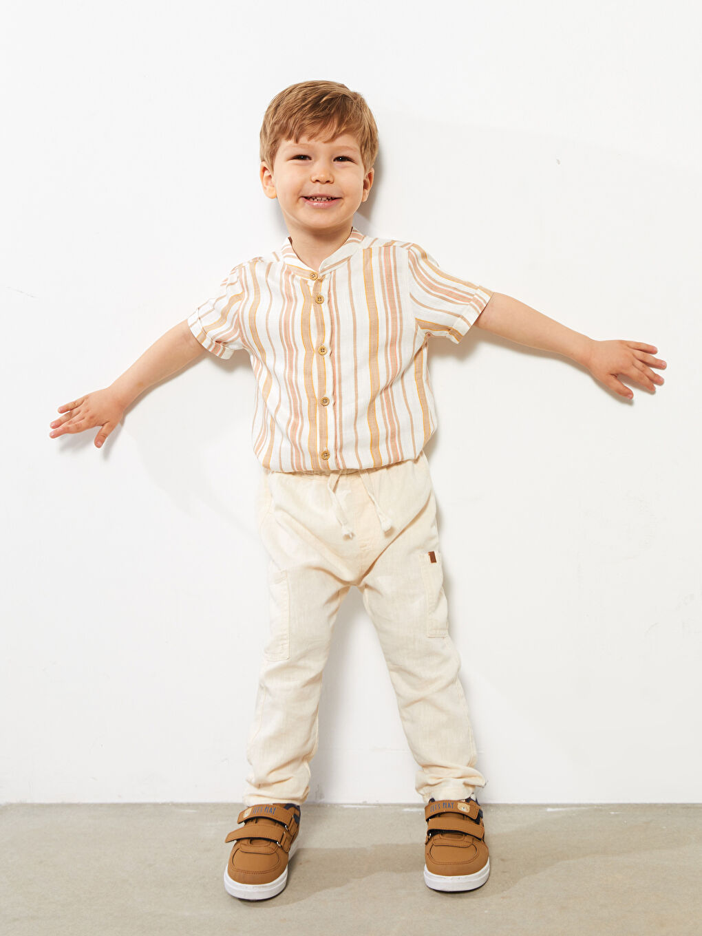 Bej Beli Lastikli Basic Erkek Bebek Pantolon-1