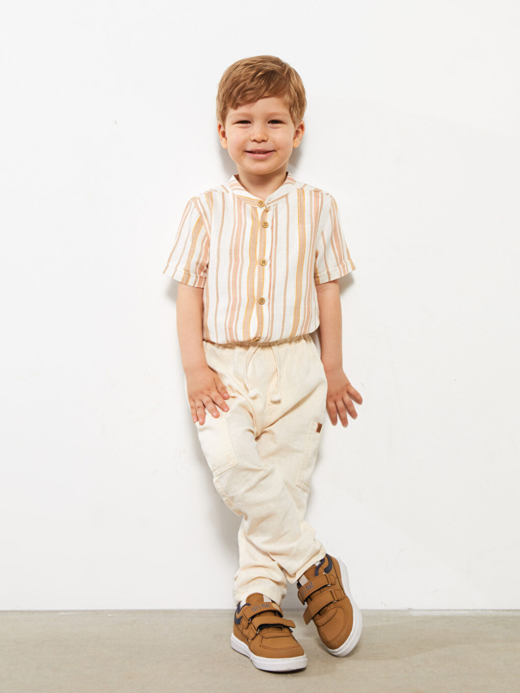 Bej Beli Lastikli Basic Erkek Bebek Pantolon-2