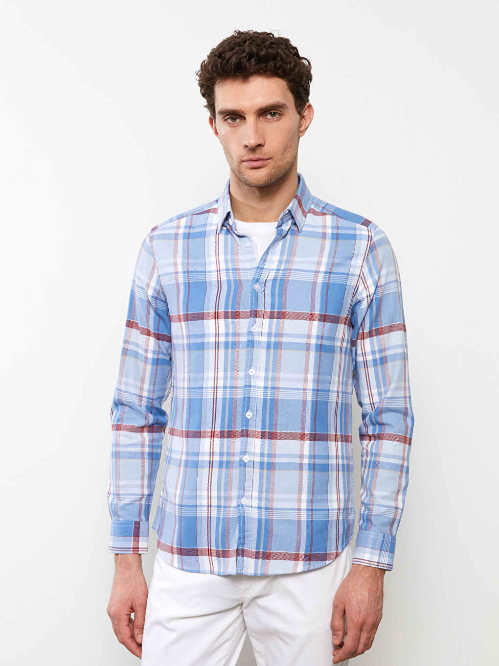 Ерлерге арналған тар пішім ұзын жең торлы жейде-1