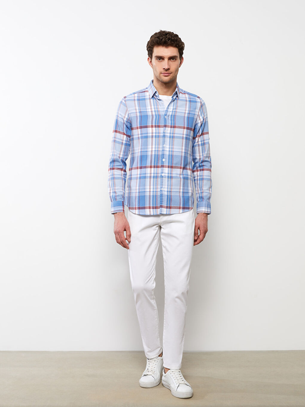 Ерлерге арналған тар пішім ұзын жең торлы жейде-2