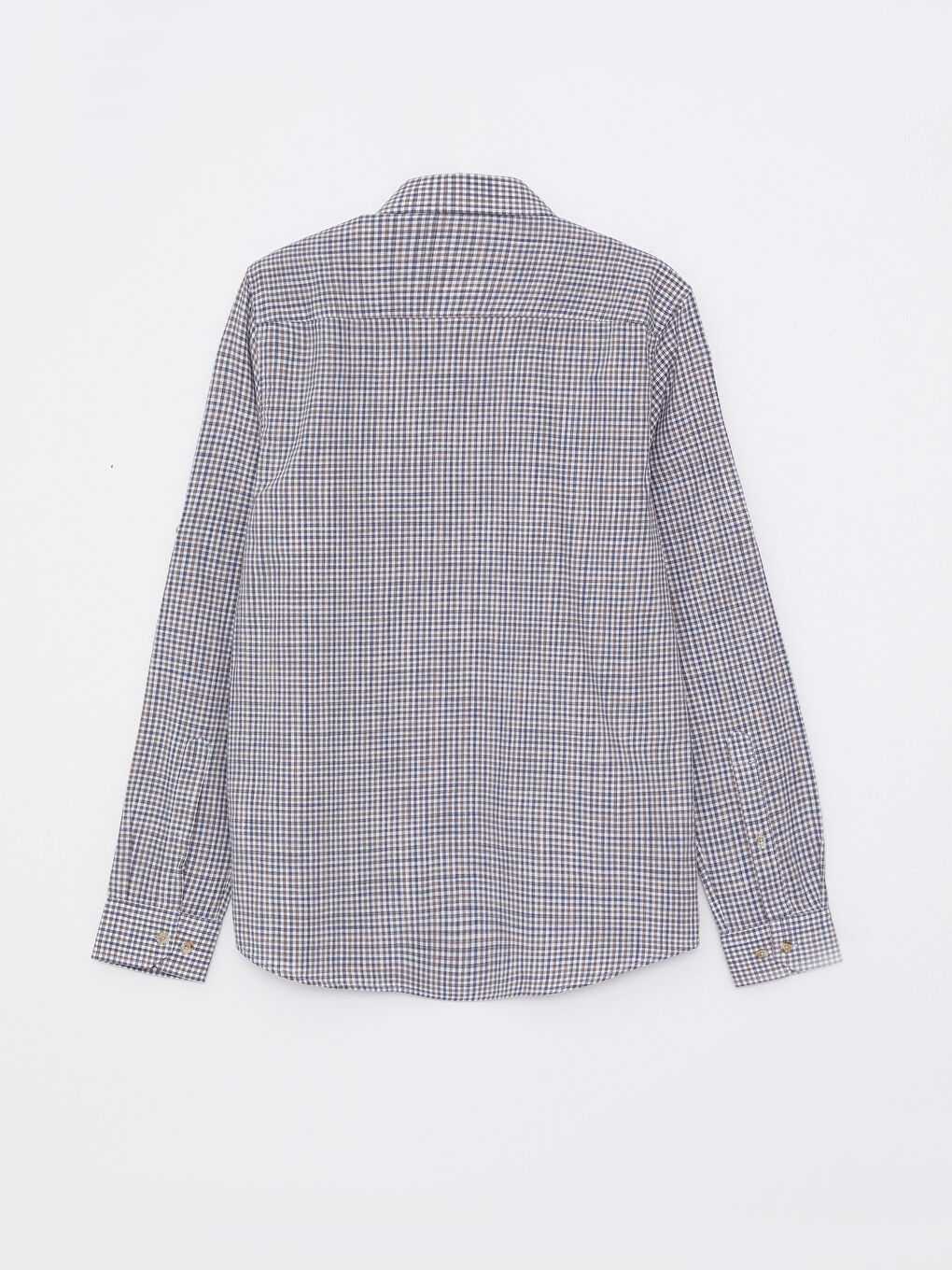 Slim Fit Long Sleeve Plaid Poplin Men's Shirt-6