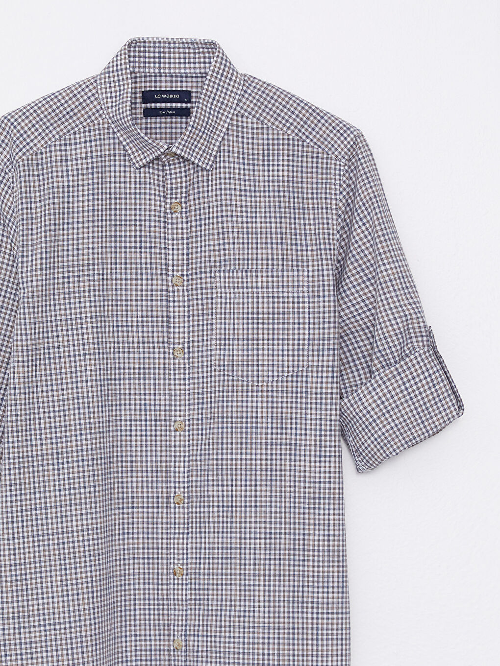 Slim Fit Long Sleeve Plaid Poplin Men's Shirt-7