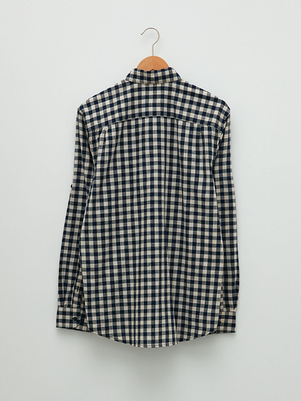 Regular Fit Long Sleeve Plaid Poplin Men's Shirt-6