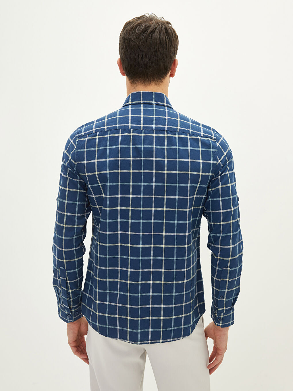 Schmal Geschnittenes Langarm-Karohemd für Herren-4