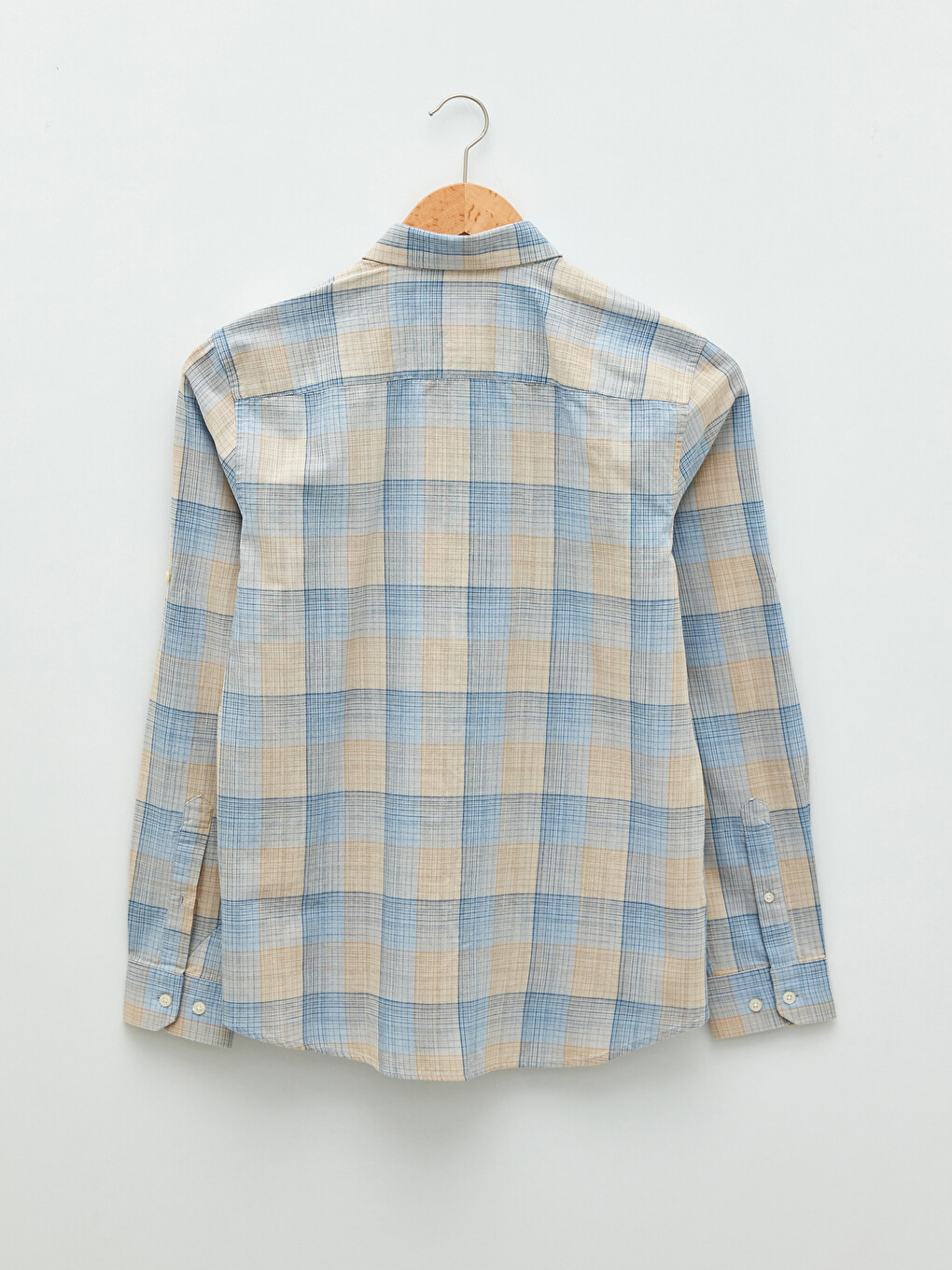 Cămașă Slim Fit Mânecă Lungă Carouri Poplin Pentru Bărbați-6