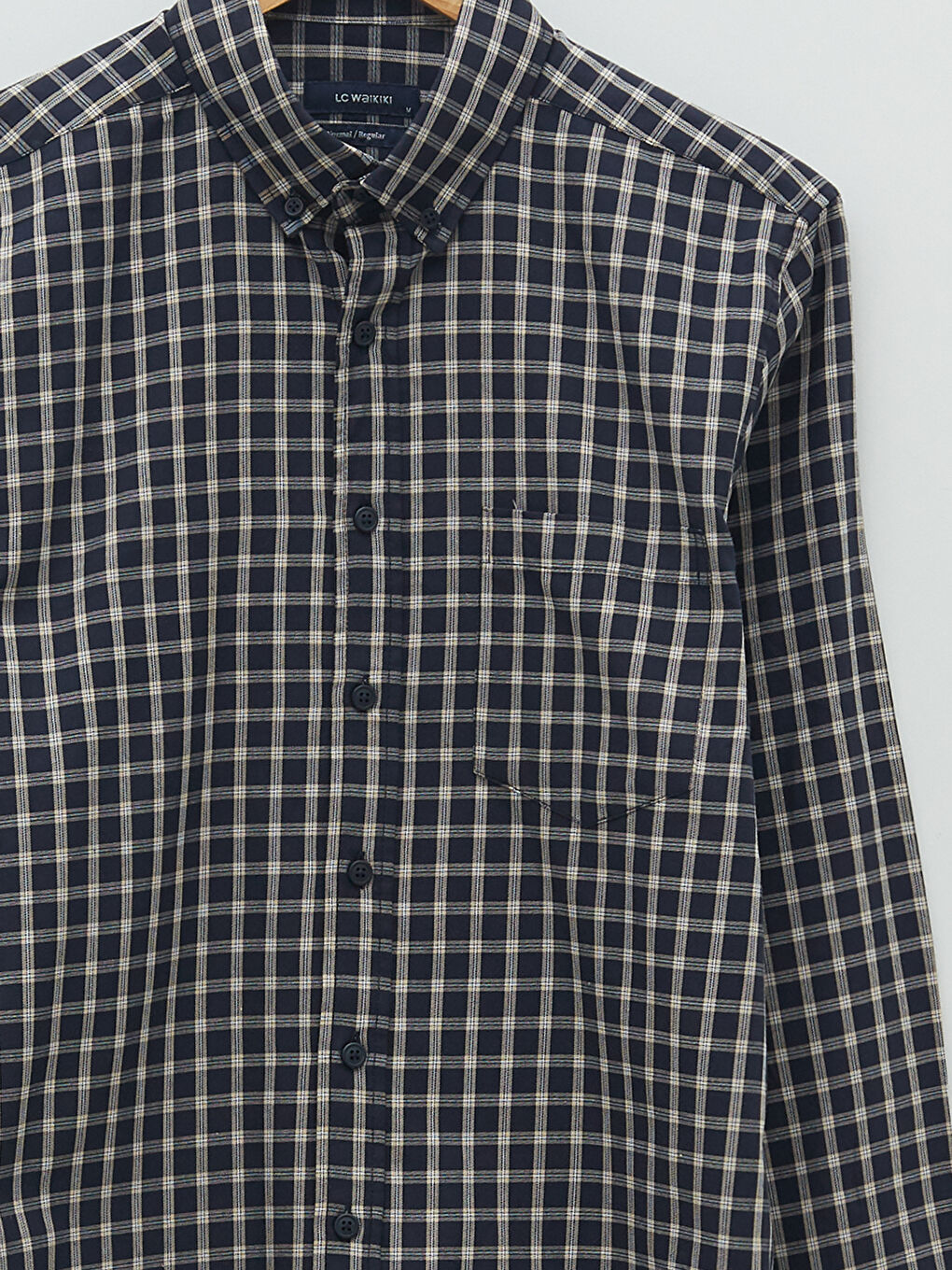 Lacivert Regular Fit Uzun Kollu Ekose Erkek Gömlek-7