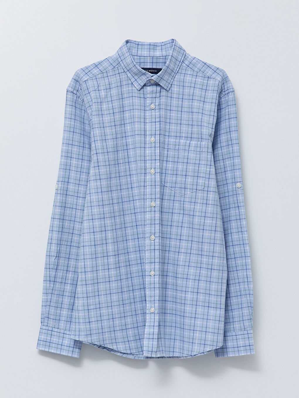 Regular Fit Long Sleeve Plaid Poplin Men's Shirt-5