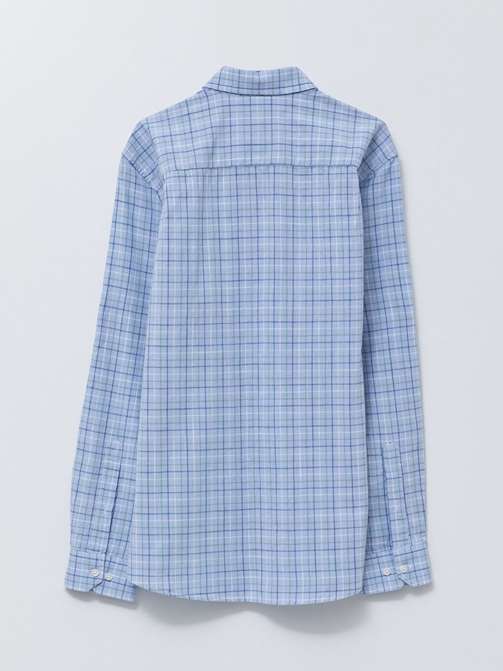 Regular Fit Long Sleeve Plaid Poplin Men's Shirt-6