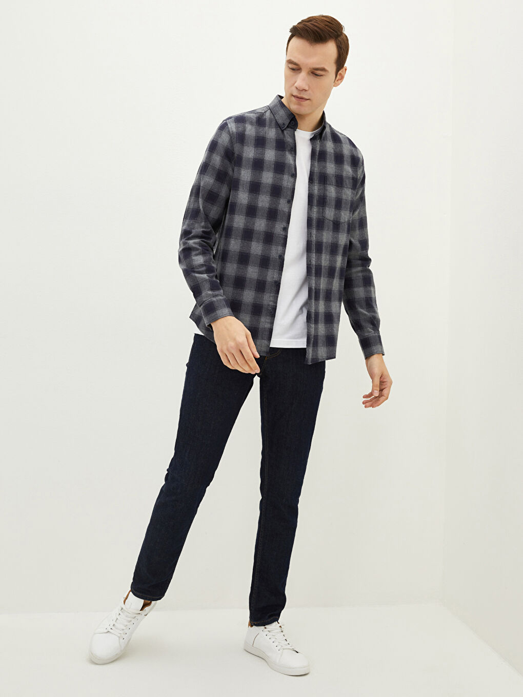 LCWAIKIKI Classic Regular Fit Long Sleeve Plaid Men's Shirt -S20688Z8-LN6