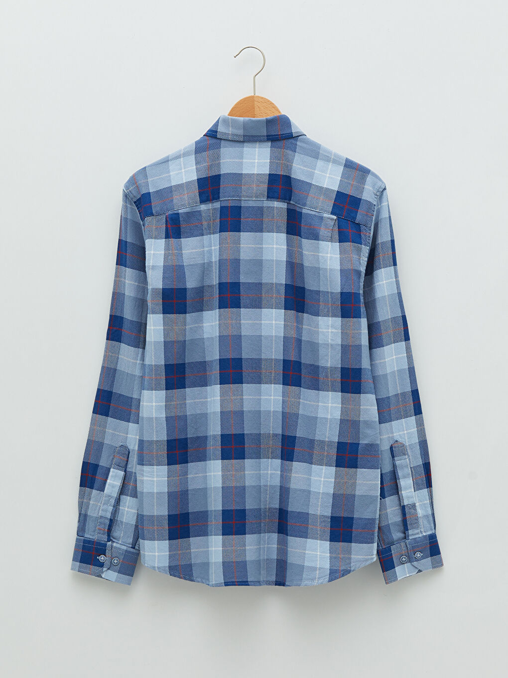 Regular Fit Long Sleeve Plaid Oxford Men's Shirt-6