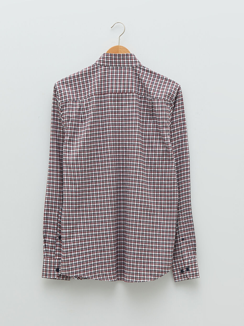 Kırmızı Regular Fit Uzun Kollu Ekose Gabardin Erkek Gömlek-6