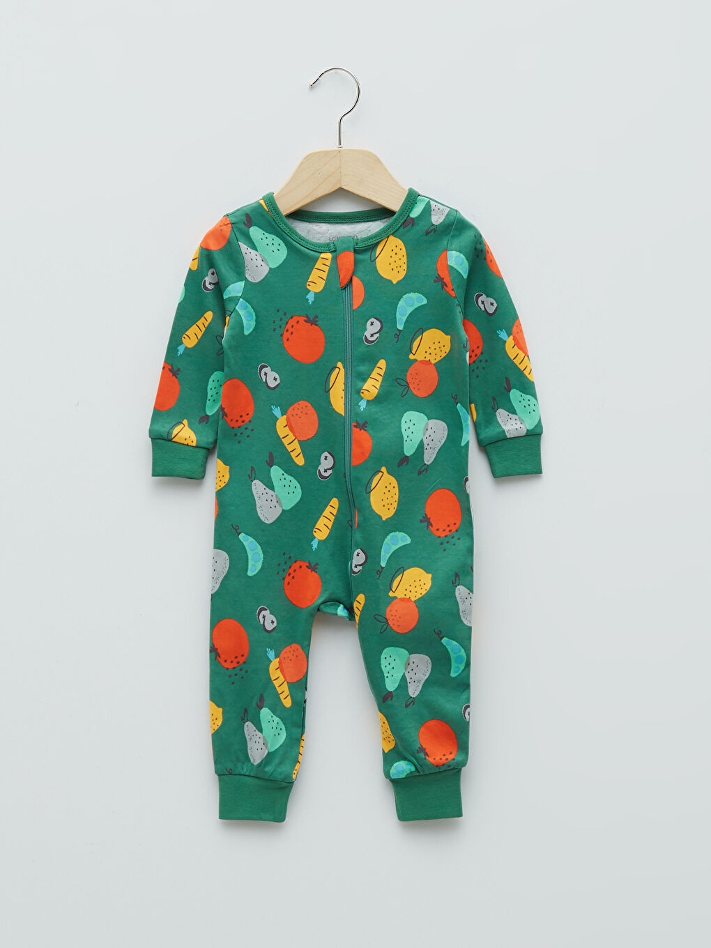 Turuncu Bisiklet Yaka Uzun Kollu Erkek Bebek Fermuarlı Tulum 2'li-1