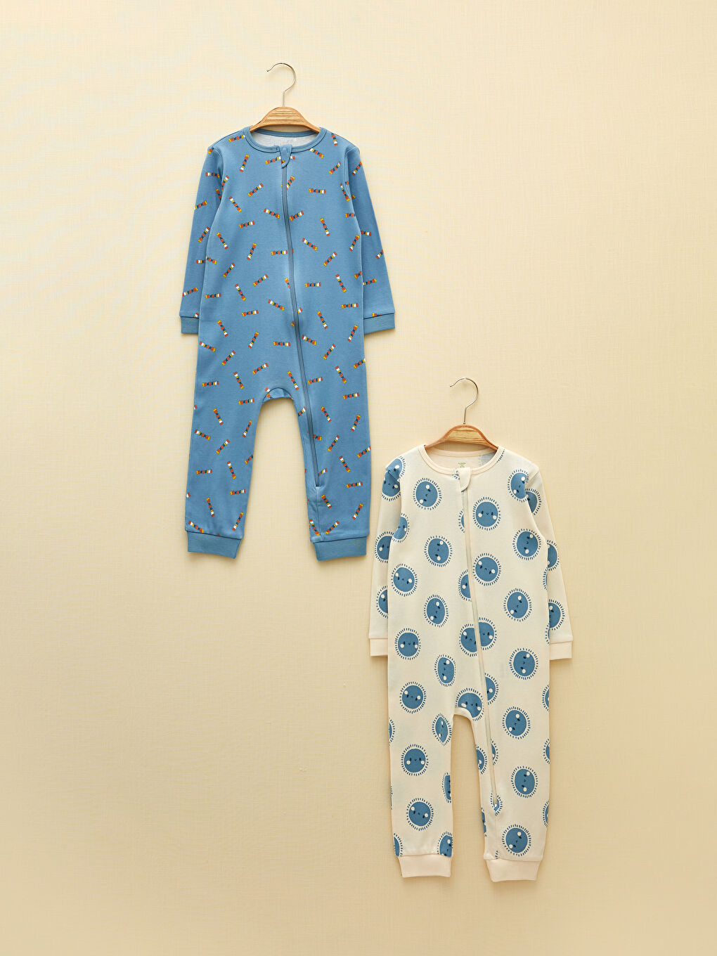 Combinaison Zippée pour Bébé Garçons à Col Rond et Manches Longues - Lot de 2