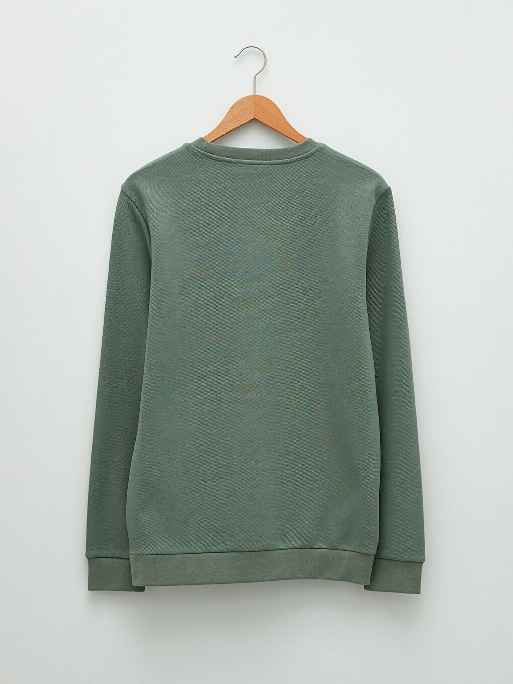 Yeşil Bisiklet Yaka Uzun Kollu Baskılı İnce Erkek Sweatshirt-5