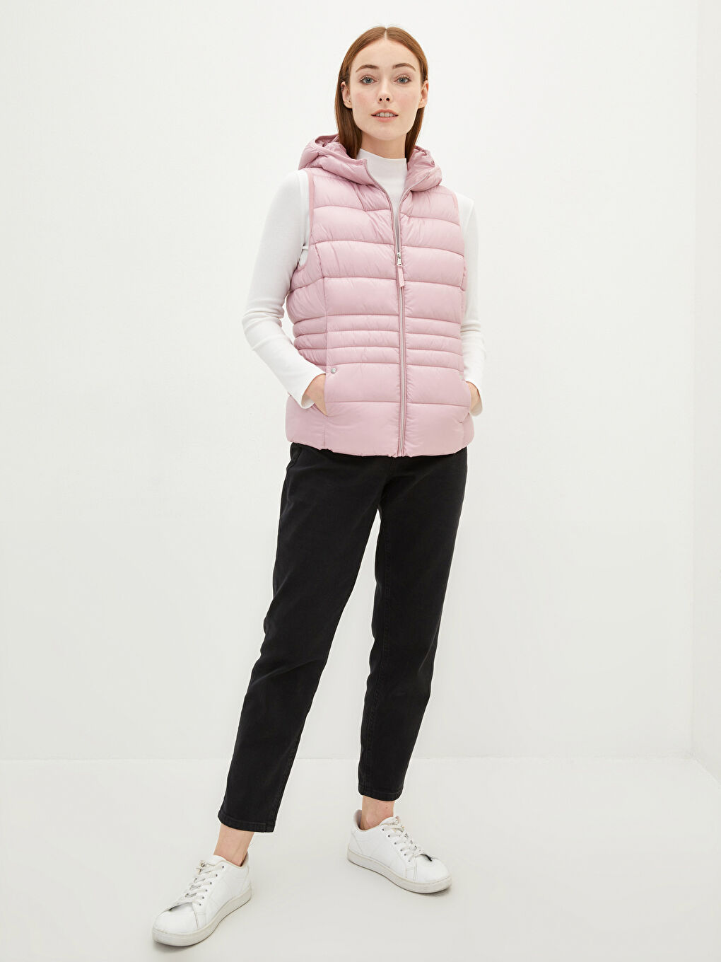 Women's Hooded Plain Puffer Gilet -S20710Z8-RVR