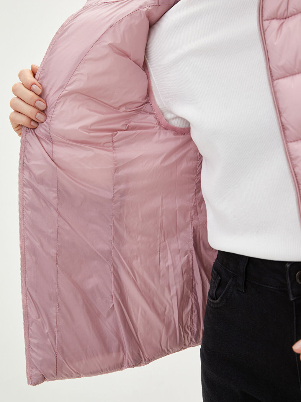 Women's Hooded Plain Puffer Gilet -S20710Z8-RVR