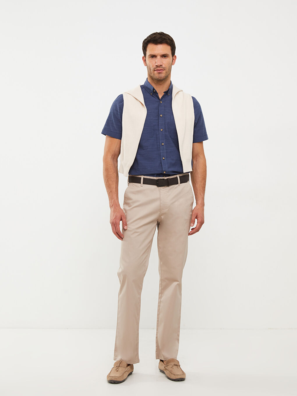 Bej Standart Kalıp Gabardin Erkek Pantolon